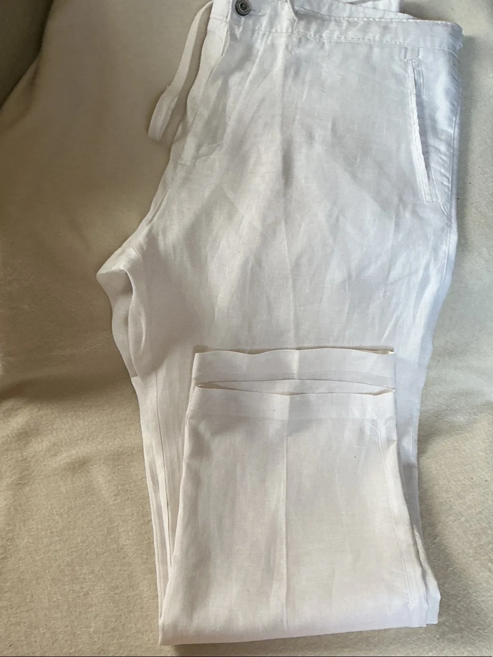Tasso Elba Men's White Linen Drawstring Chinos
